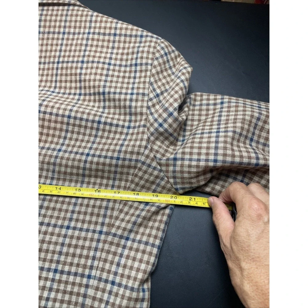 Original men's S 38S Penguin Blue and Brown Plaid Blazer Cotton Poly Blend